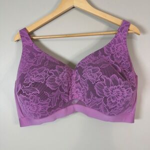 Cacique Womens 48DDD Lavender Lace Comfort Bliss Lightly Lined Plunge Bra